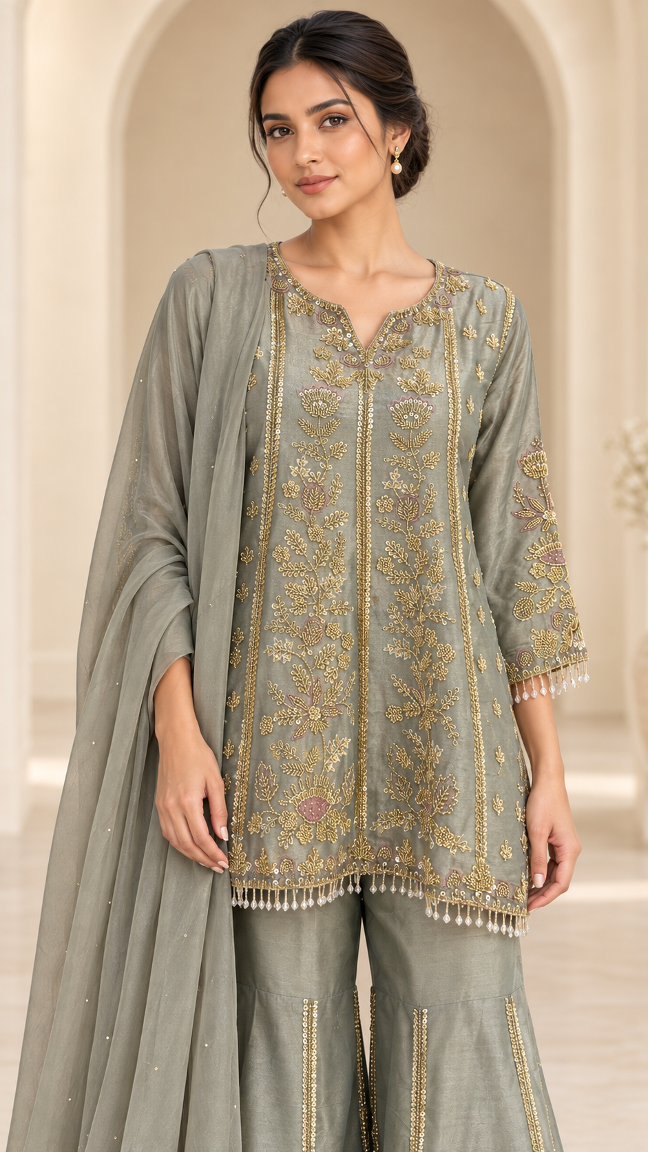 Sage-Grey Gharara