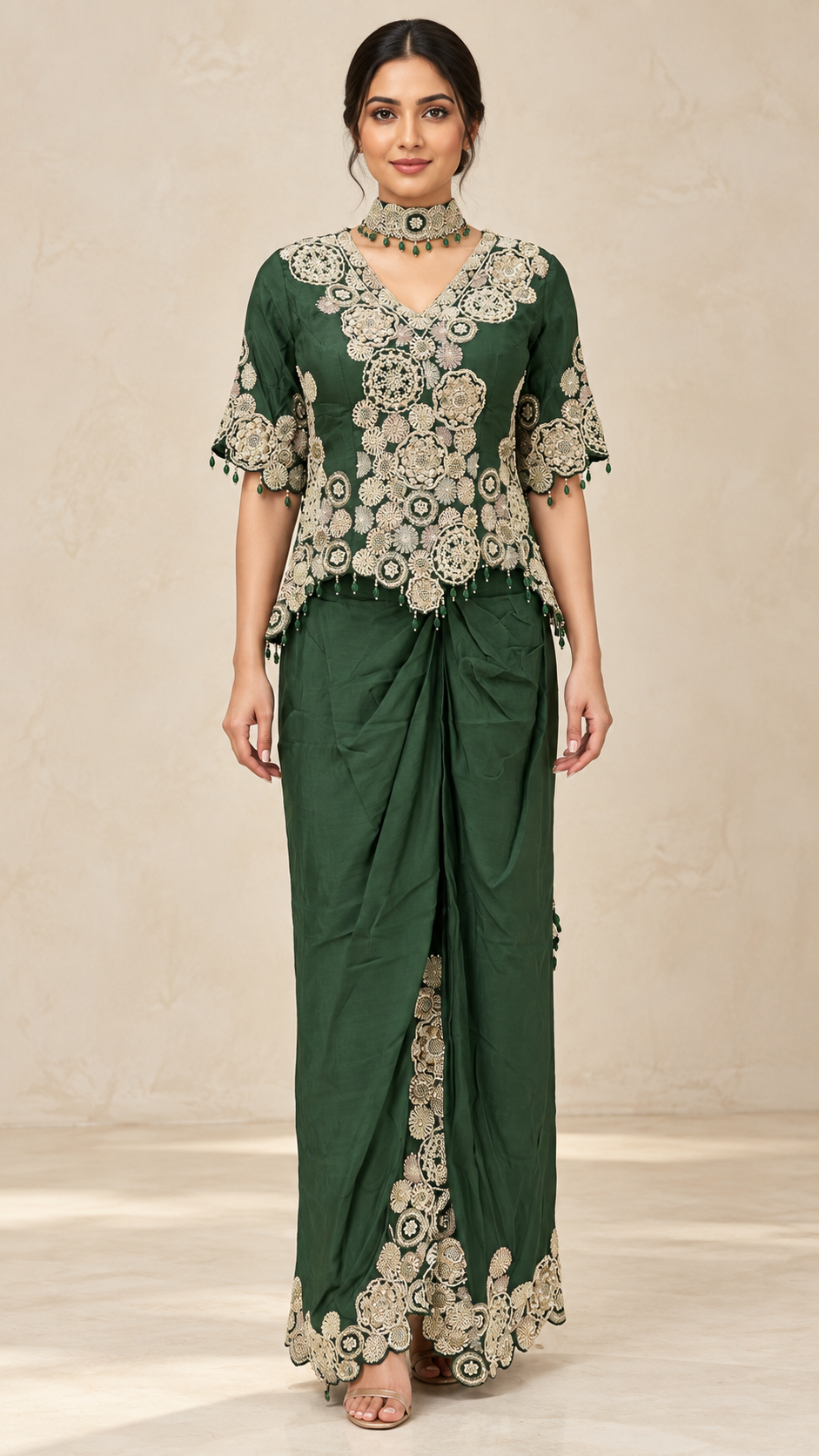 Forest-Green Indo western