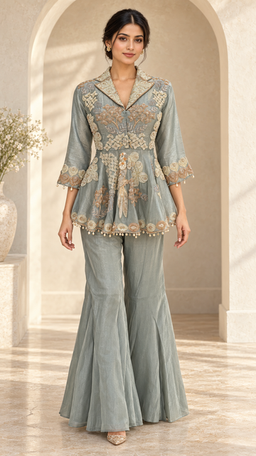 Sage Peplum Indo western