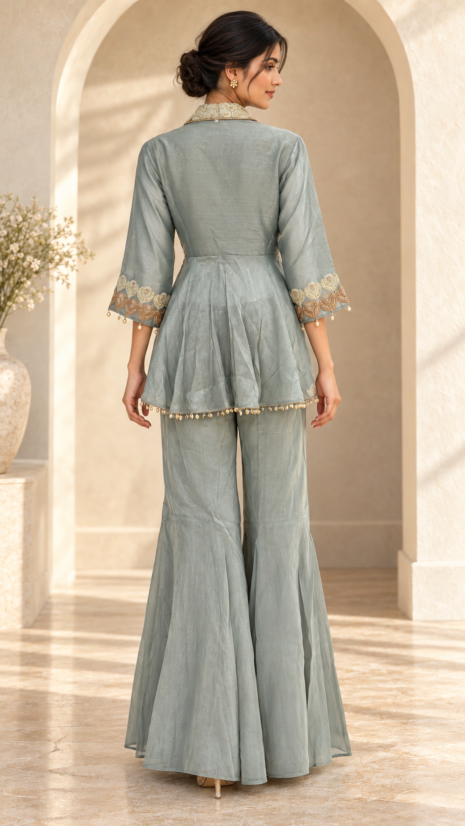 Sage Peplum Indo western