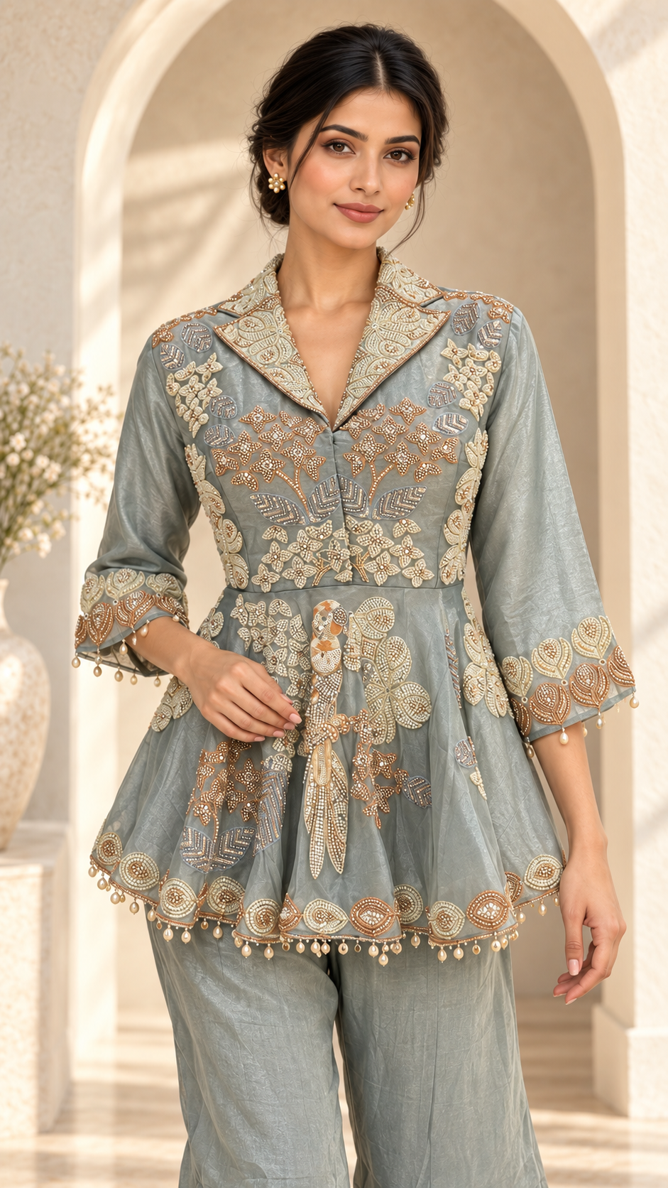 Sage Peplum Indo western