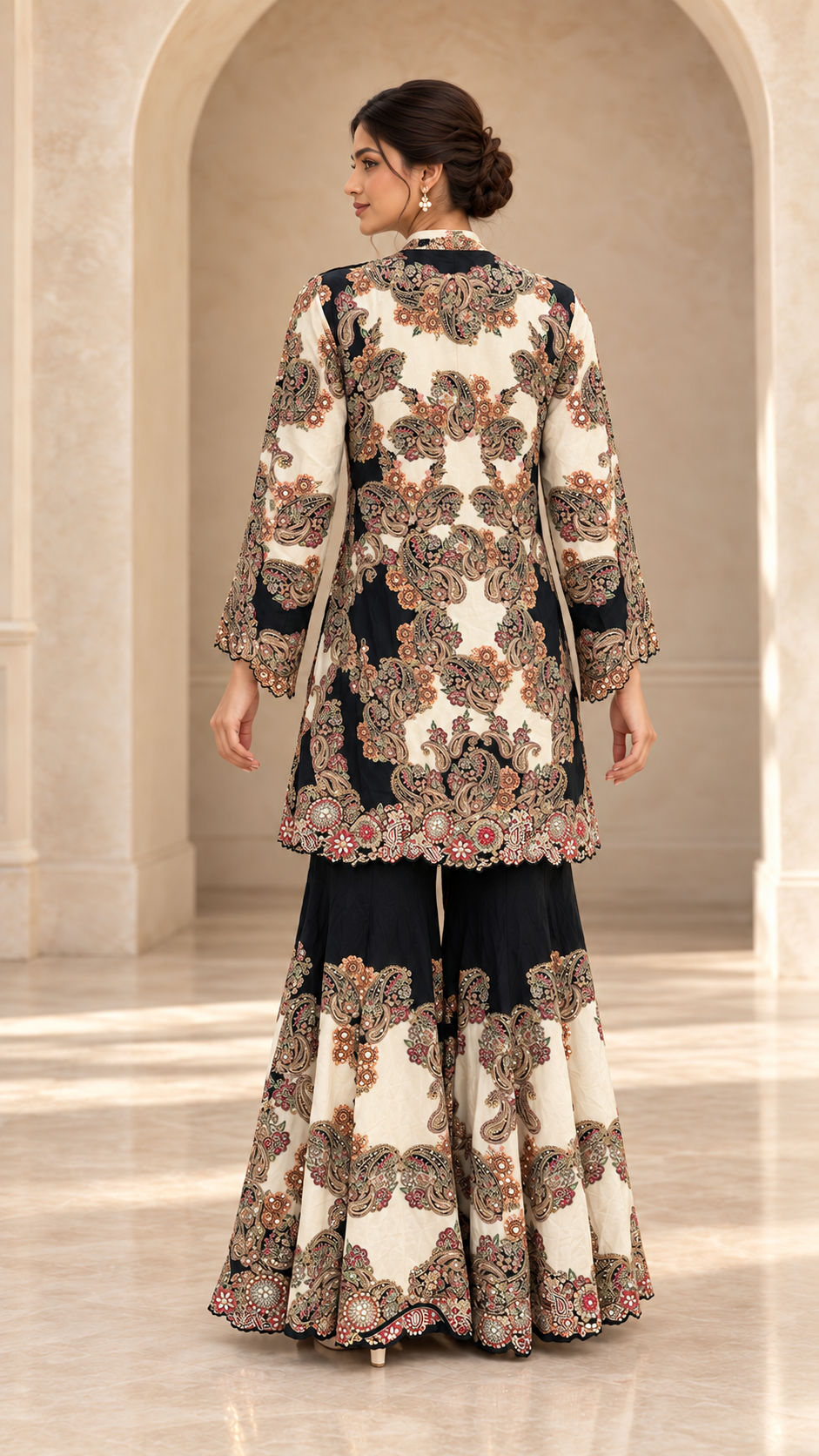 Black and ivory Indo western