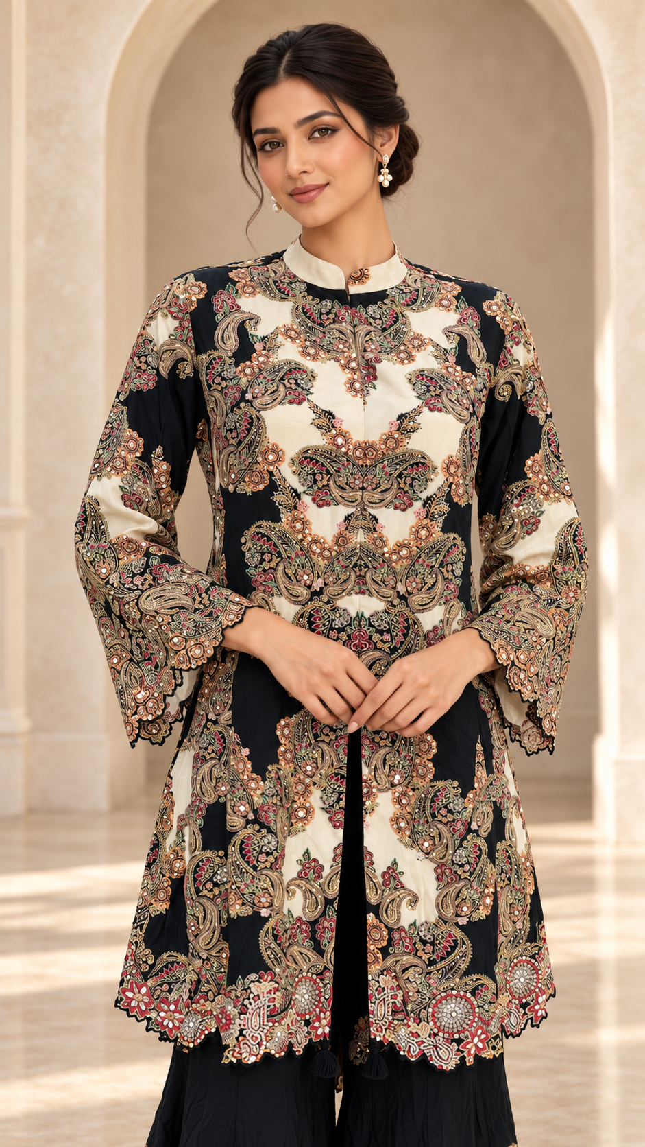 Black and ivory Indo western