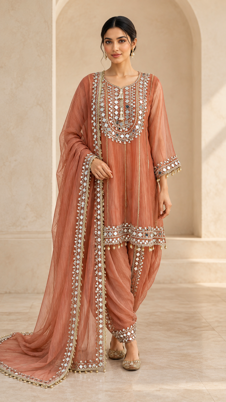 Dusty Peach Dhoti Bottom Indo western