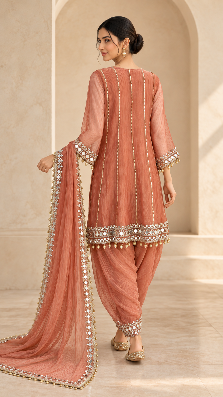 Dusty Peach Dhoti Bottom Indo western