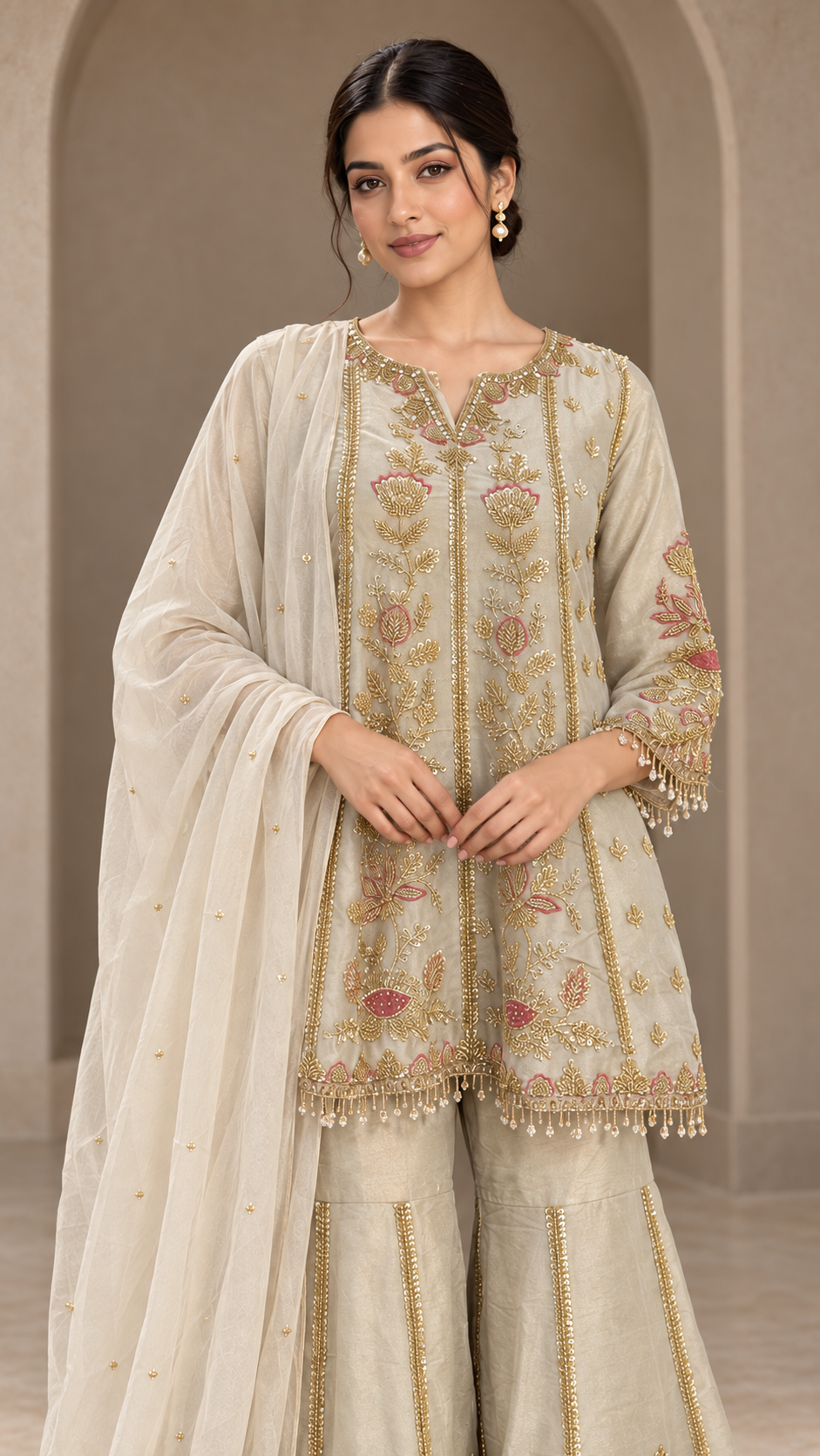 Champagne ivory Gharara