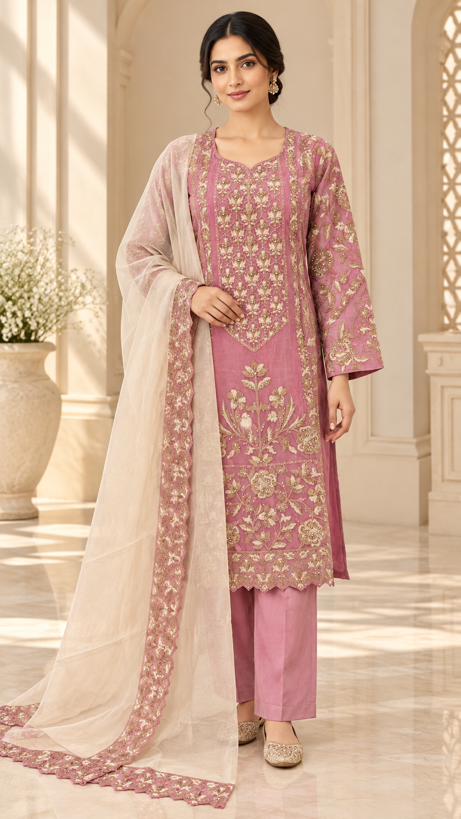Dusty Rose Pink papazzo