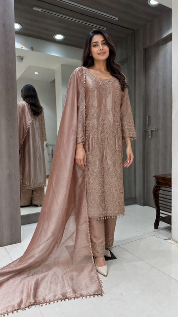 Rose-Gold Embroidered Suit