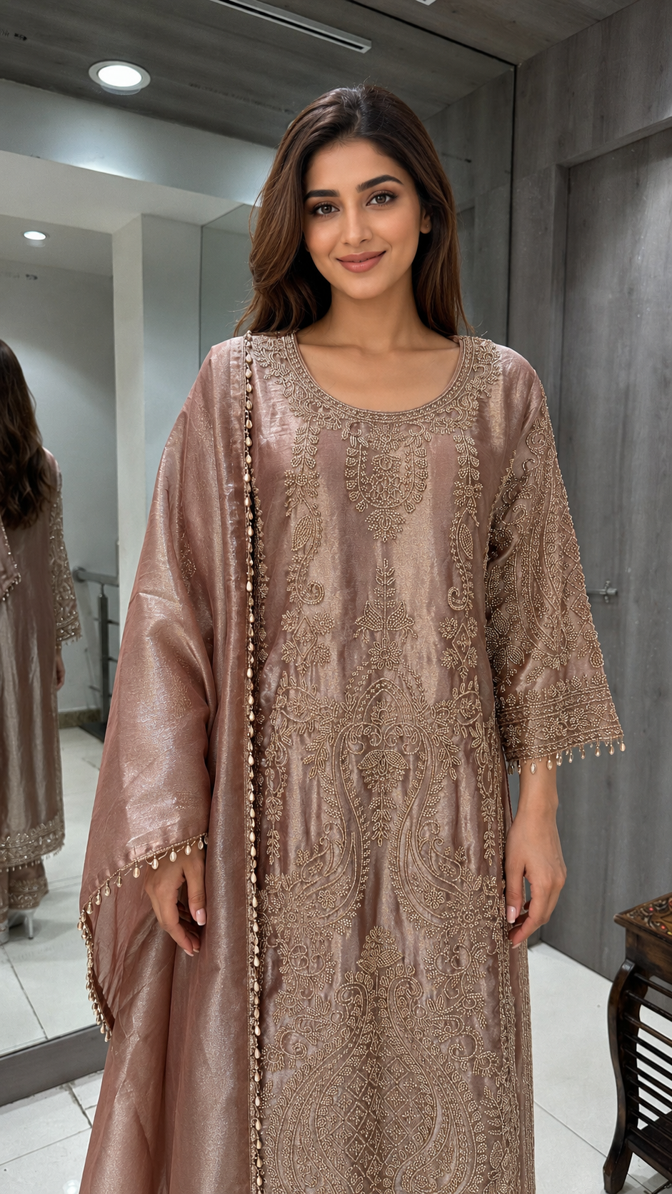 Rose-Gold Embroidered Suit