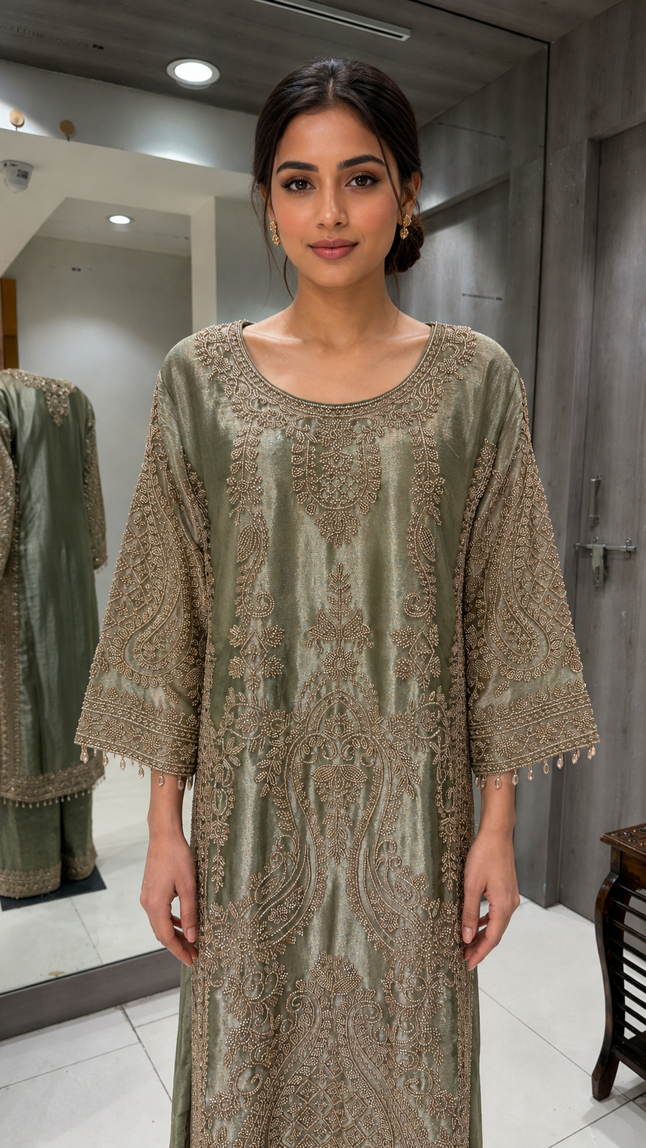 Sage Green Embroidered Suit