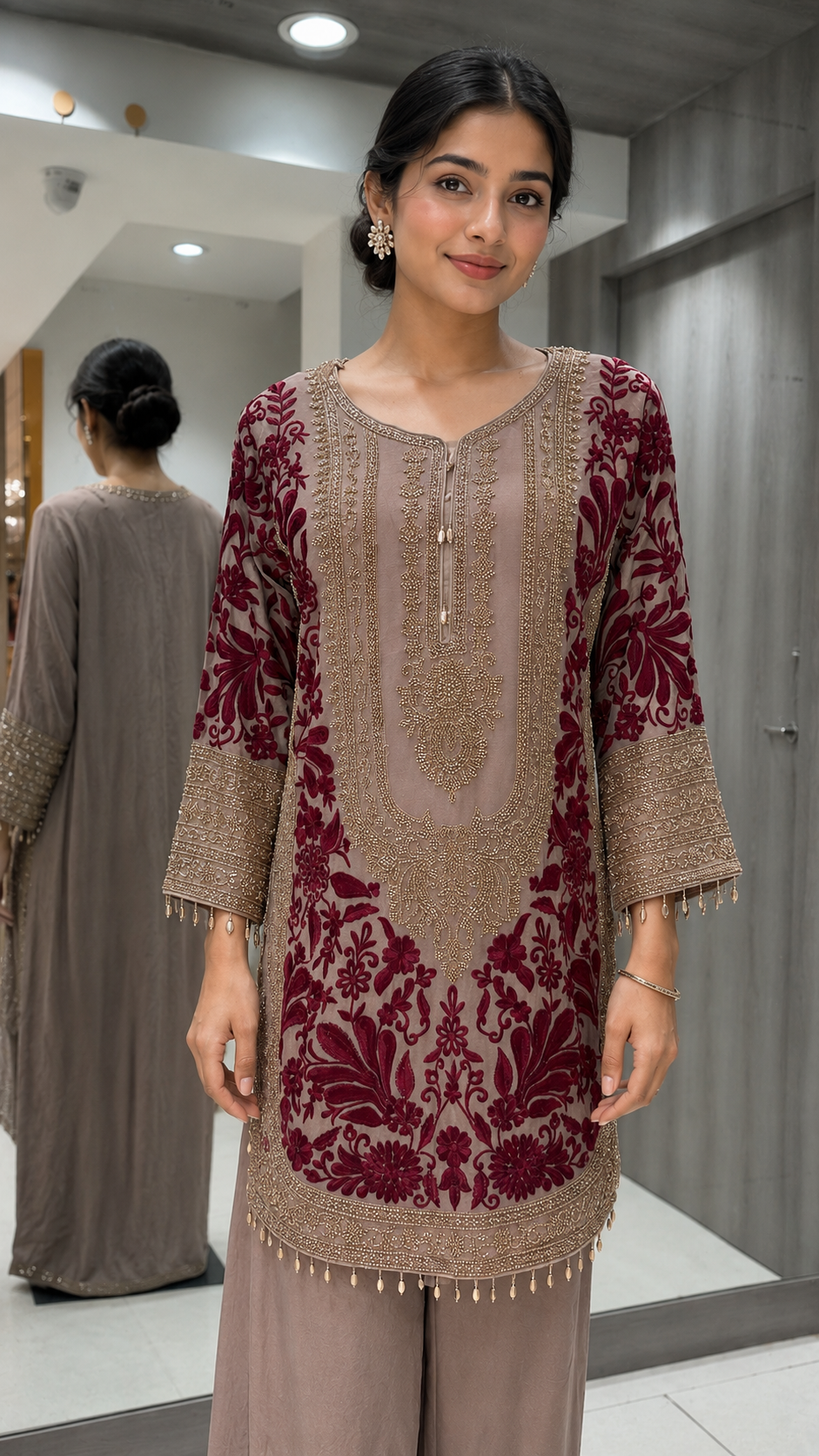 Mauve Embroidered Suit