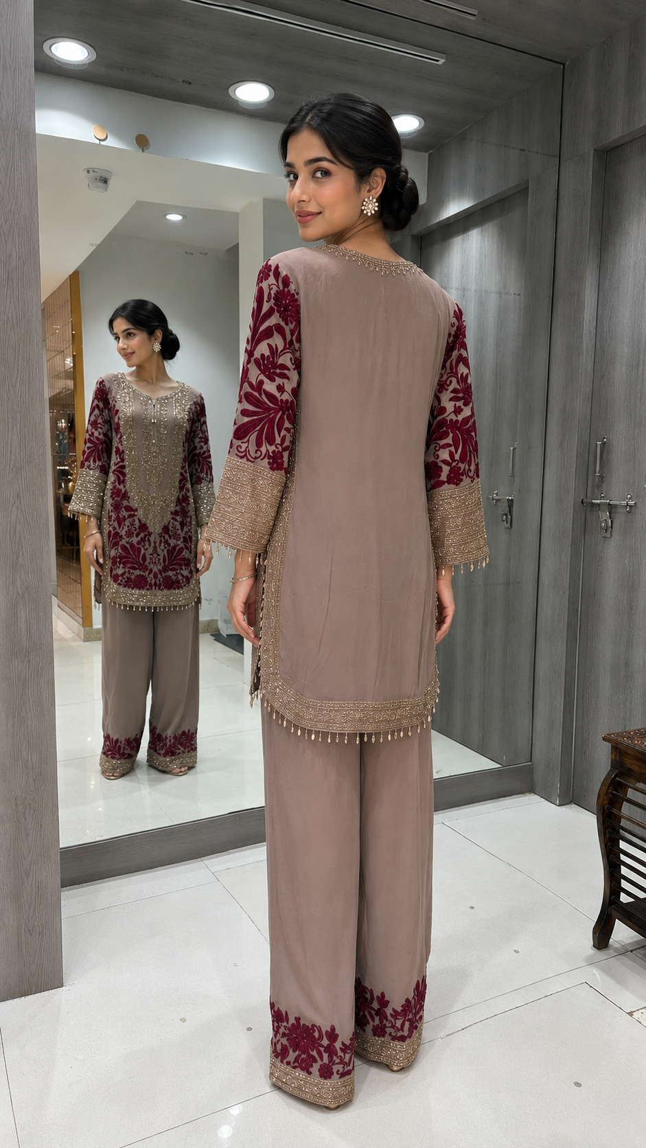Mauve Embroidered Suit