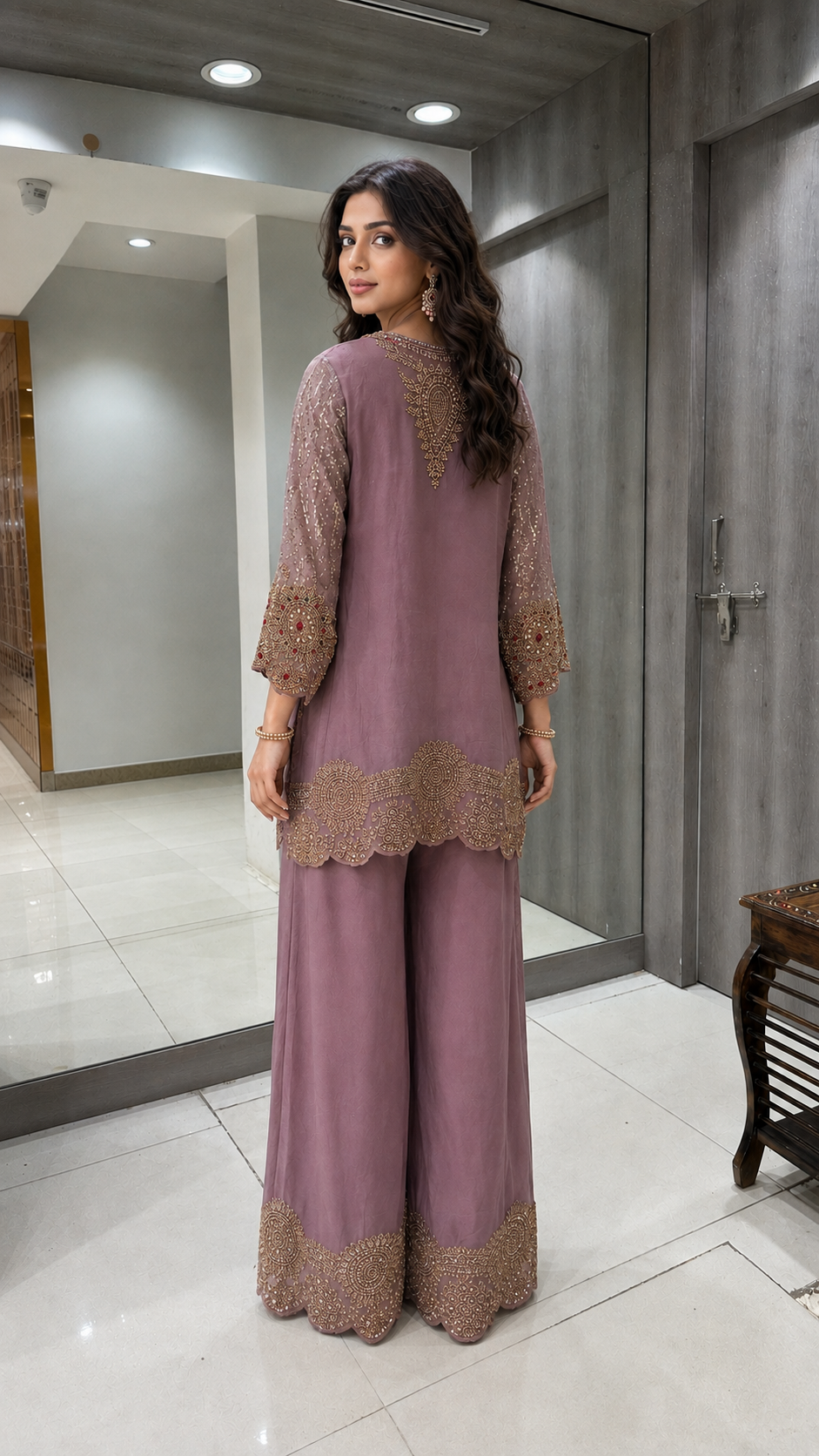 Dusty mauve embroidered Suit