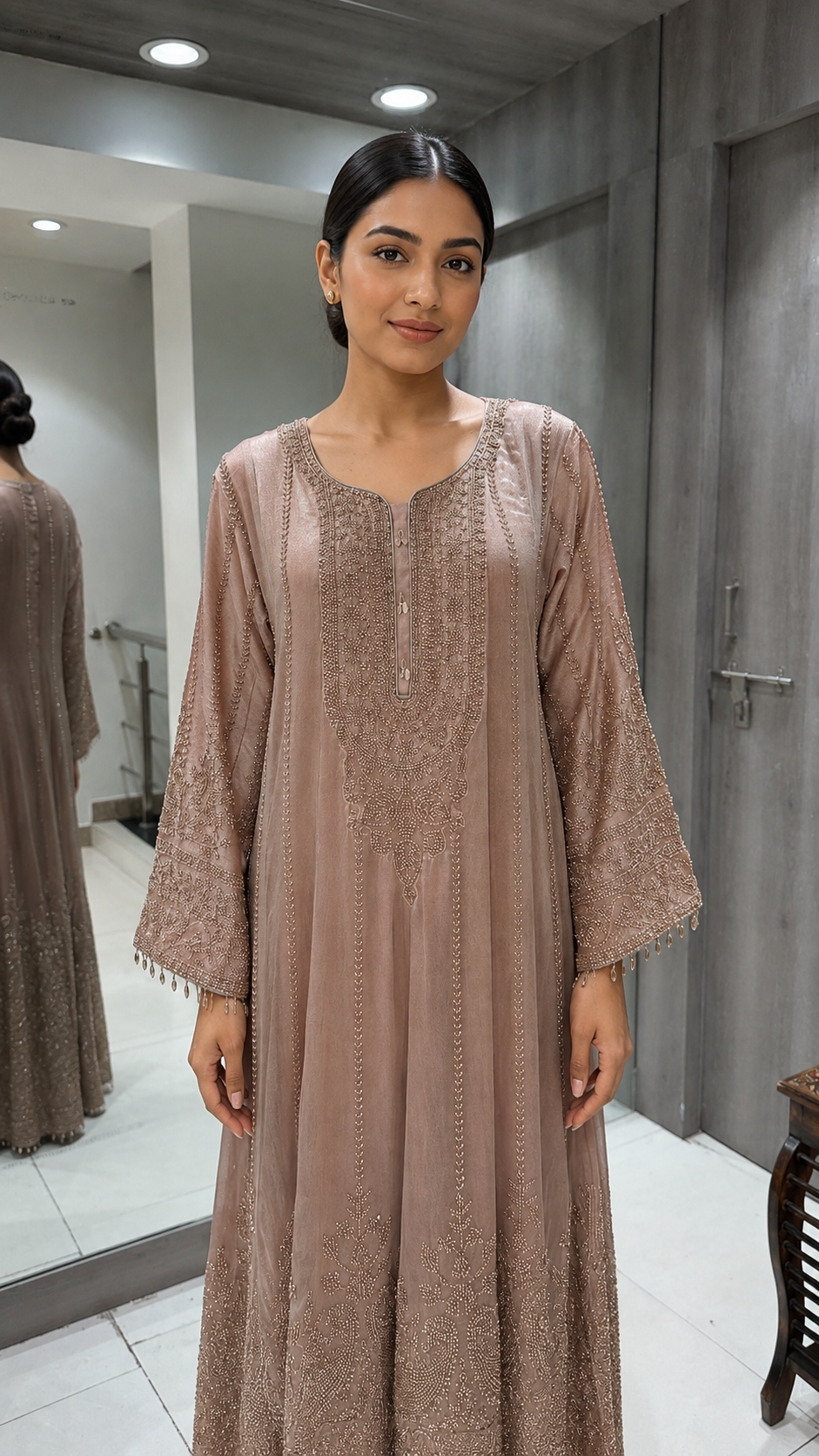 Dusty Rose   Anarkali Gown.