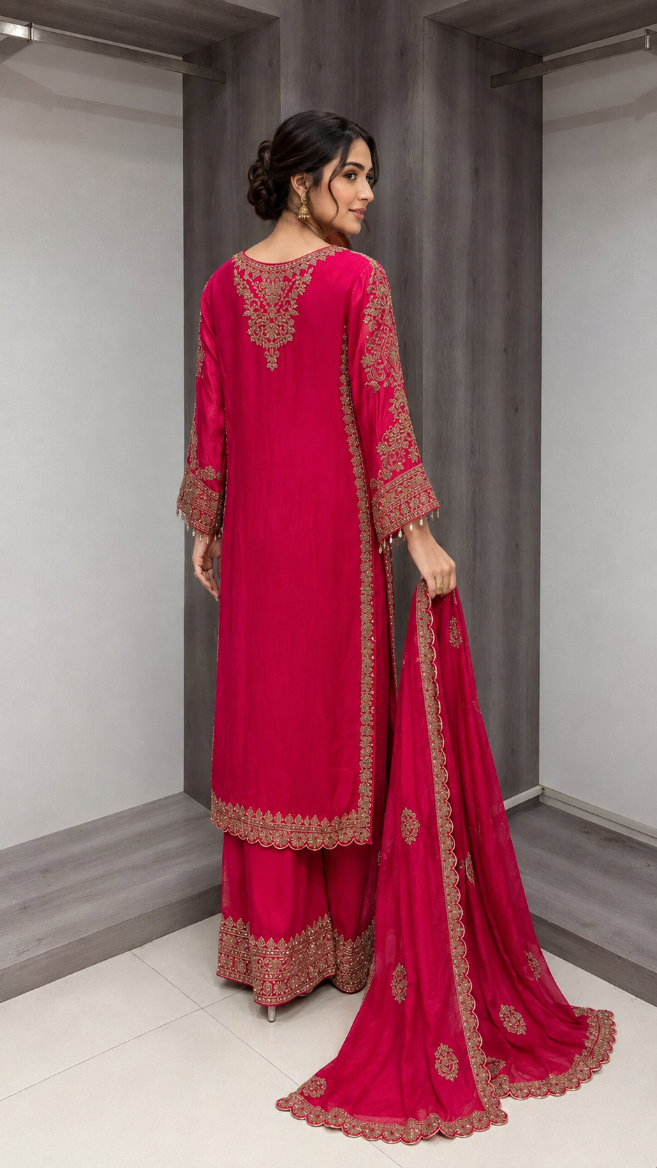 Elegant Dark Pink Suit