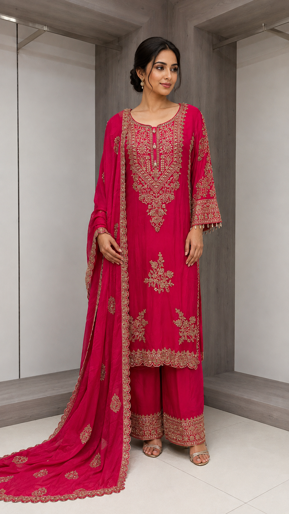 Elegant Dark Pink Suit