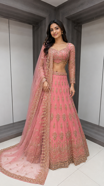 Elegant Dusty Rose Lehenga