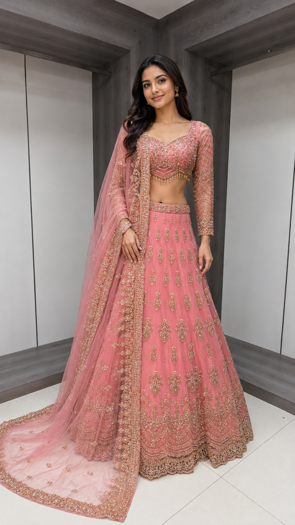 Elegant Dusty Rose Lehenga