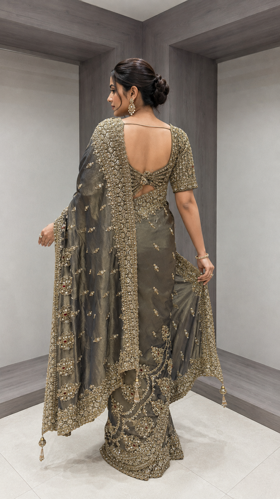 Luxury Charcoal Saree