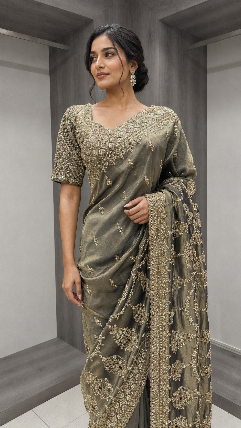 Luxury Charcoal Saree