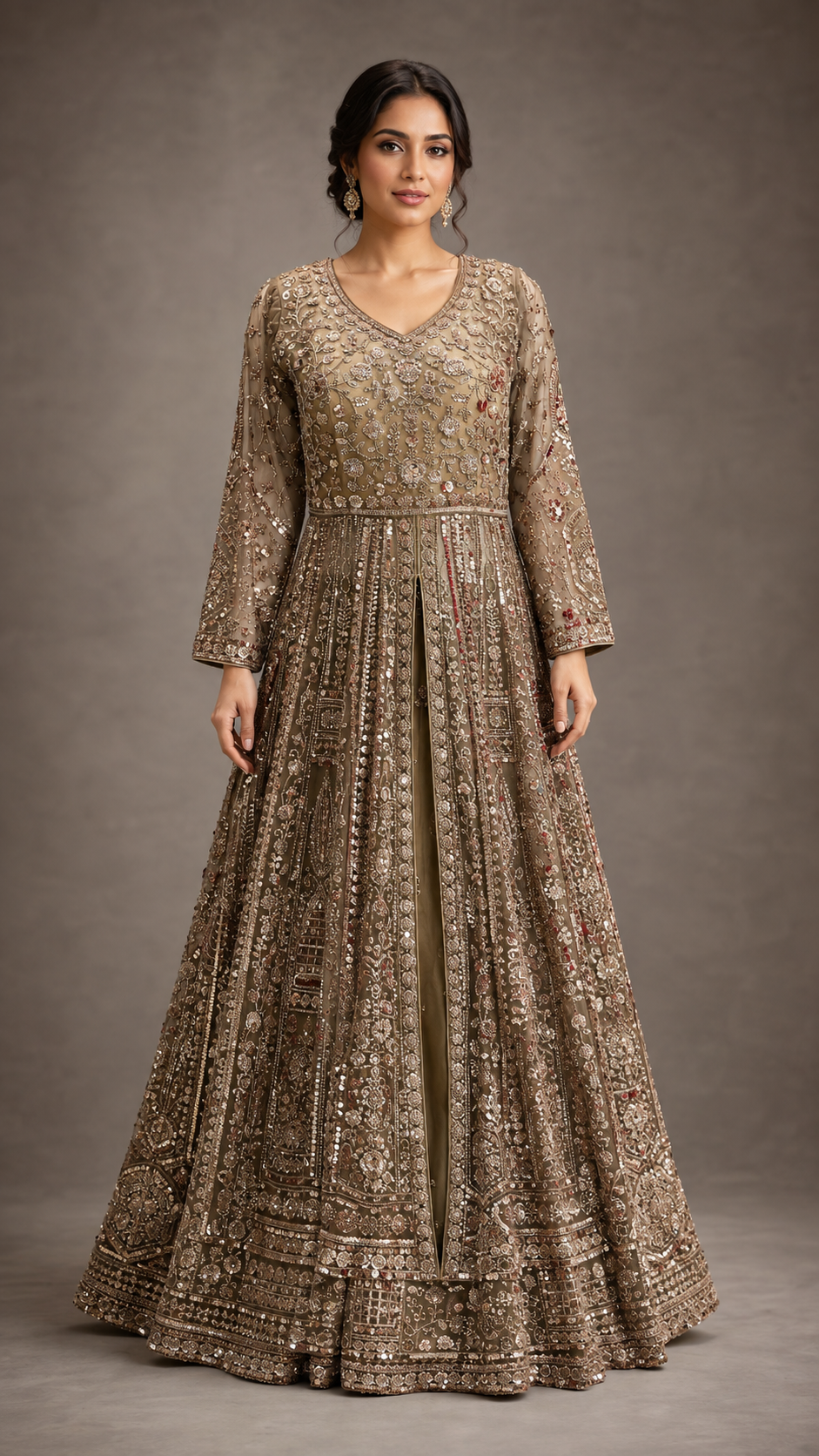 Bridal Anarkali Gown with Dupatta.