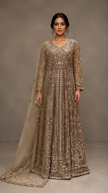 Bridal Anarkali Gown with Dupatta.