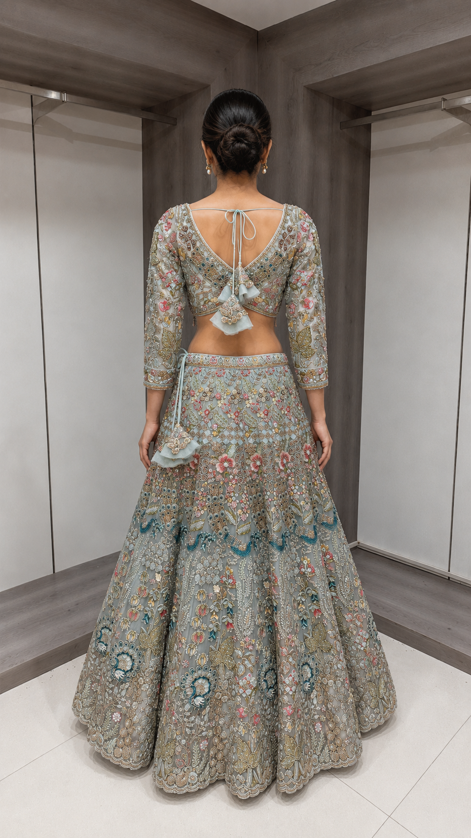 Sage Embroidered Bridal Lehenga