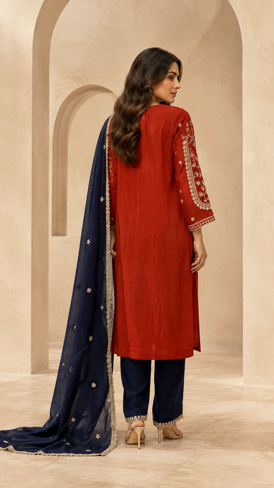 Elegant Rust Red Suit