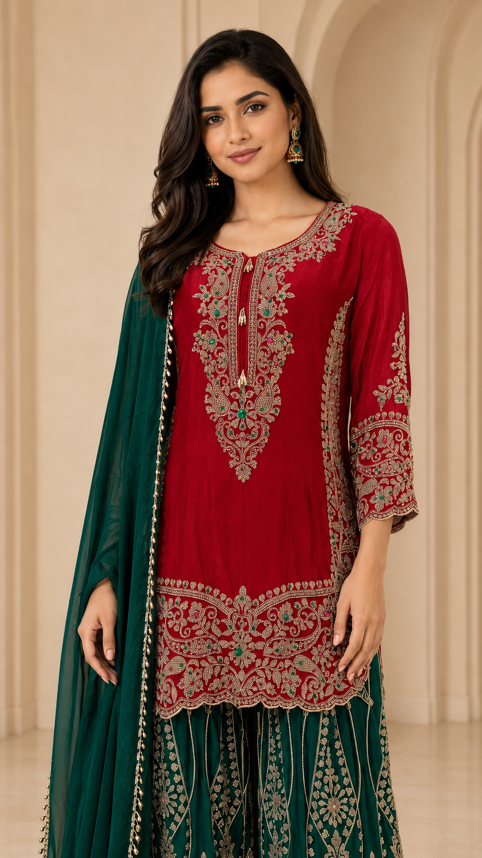 Elegant Red Plazzo