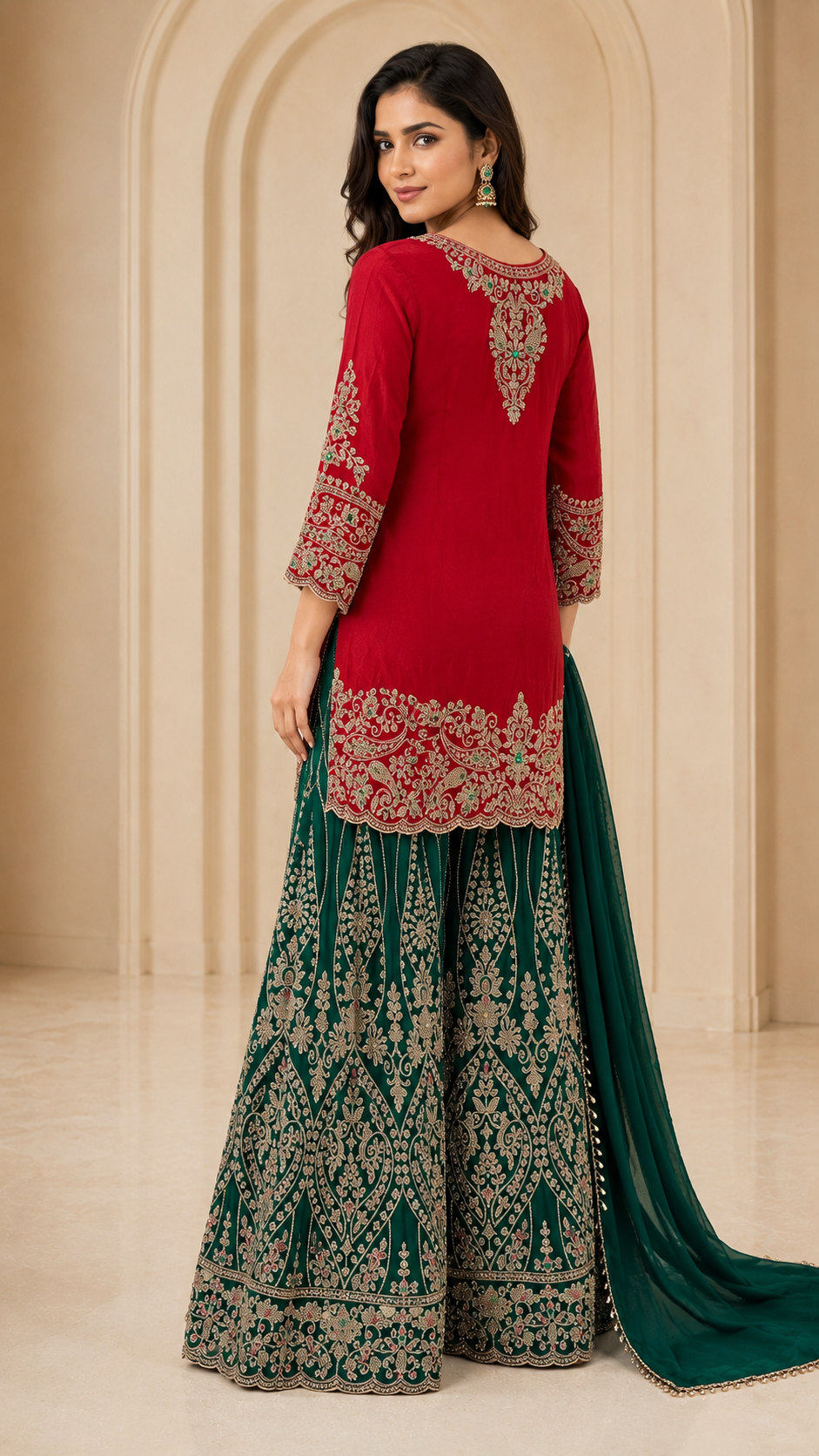 Elegant Red Plazzo