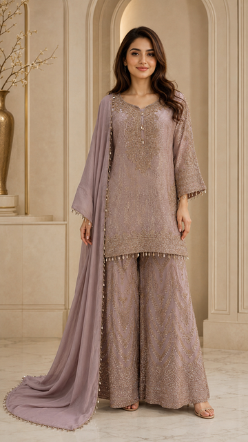 Elegant Mauve  Plazzo
