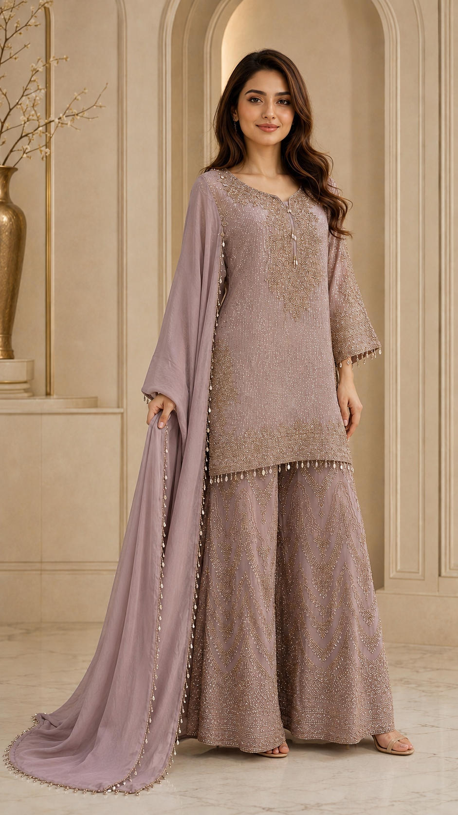 Elegant Mauve  Plazzo