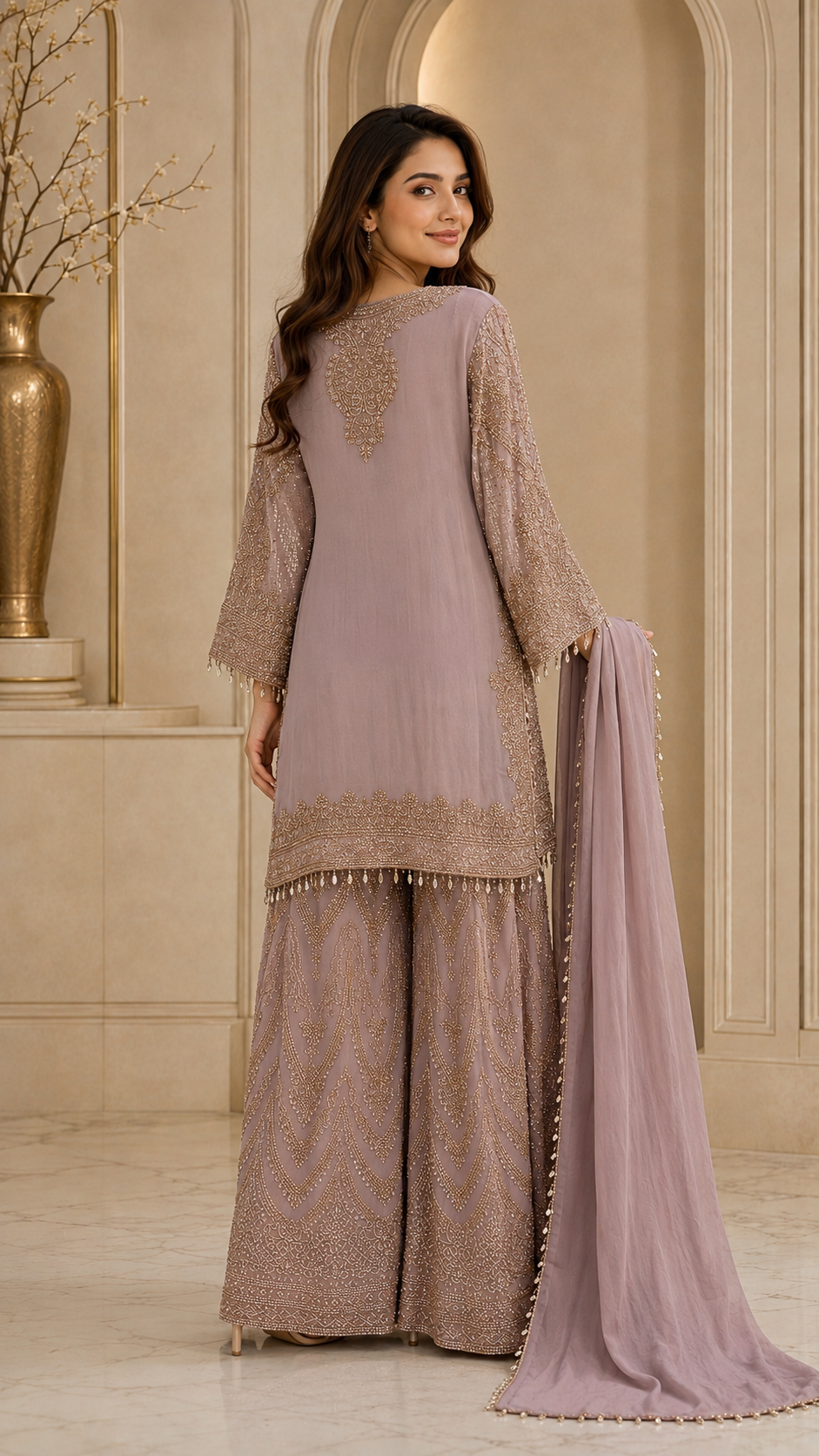 Elegant Mauve  Plazzo