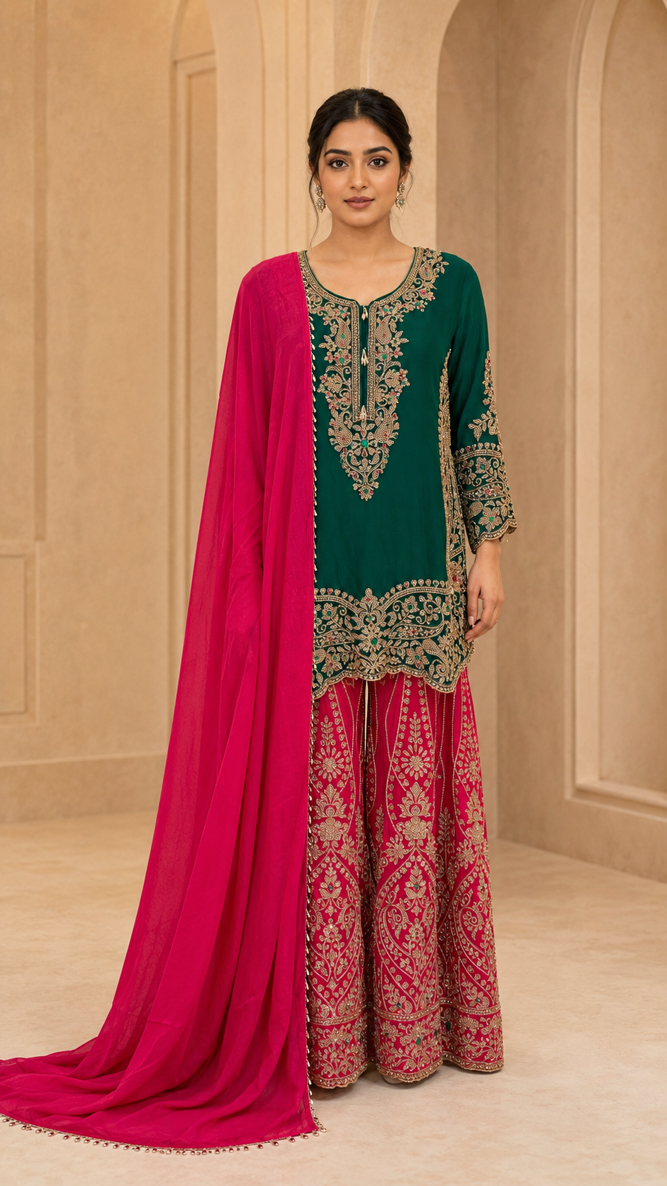 Elegant Red Green Plazzo