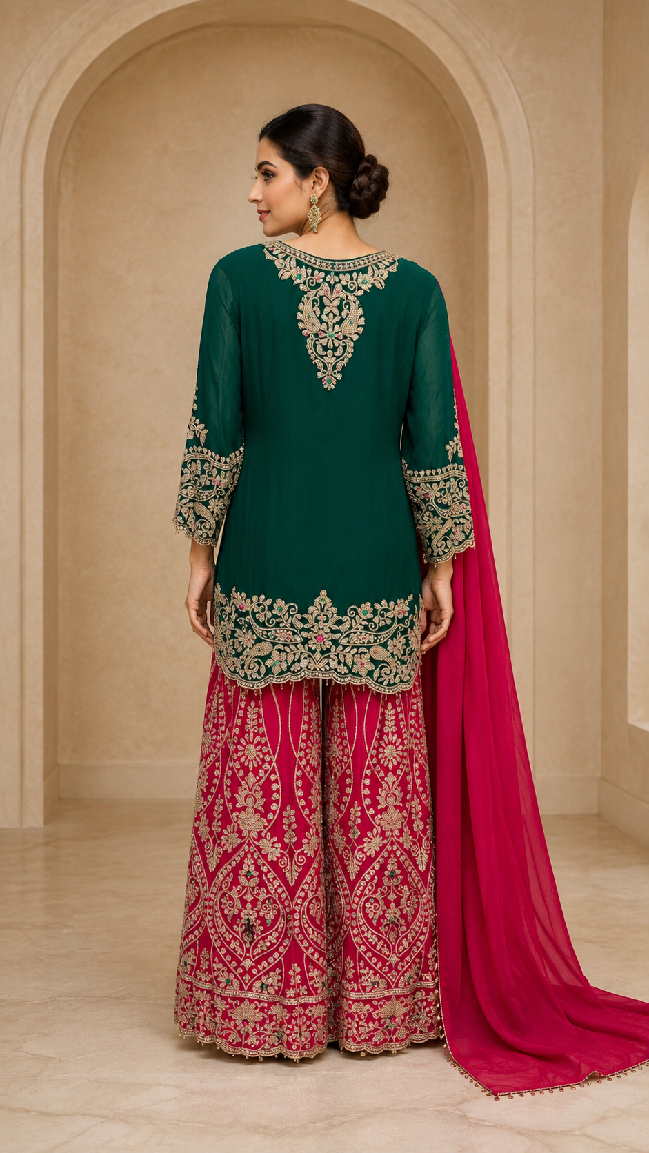 Elegant Red Green Plazzo