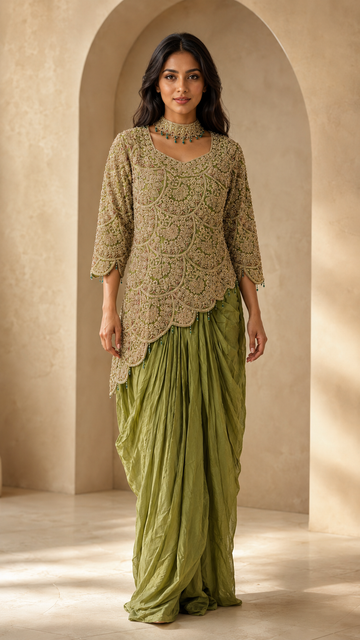 Pistachio Green Indowestern