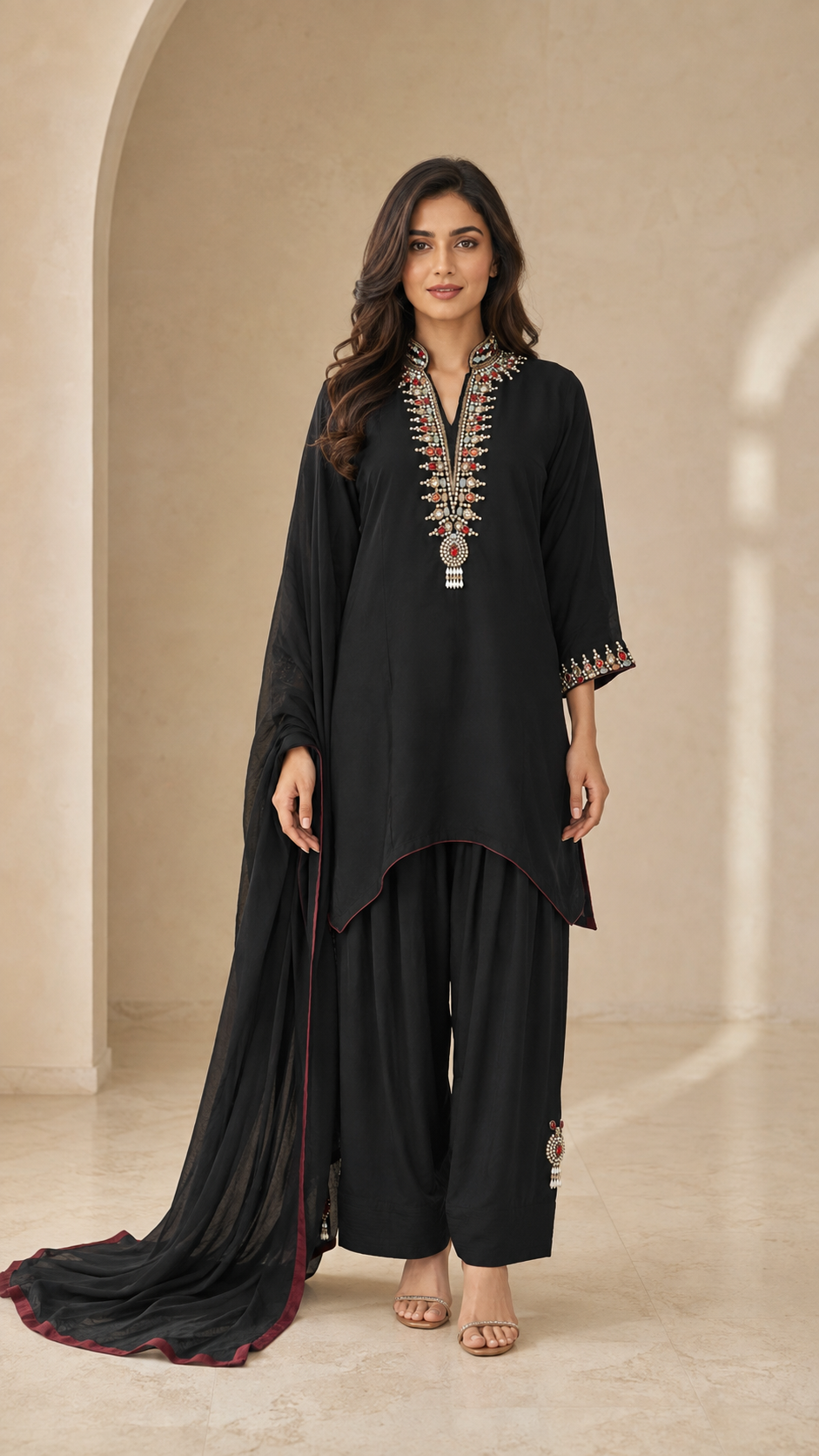 Luxury black Farshi Bottom Suit