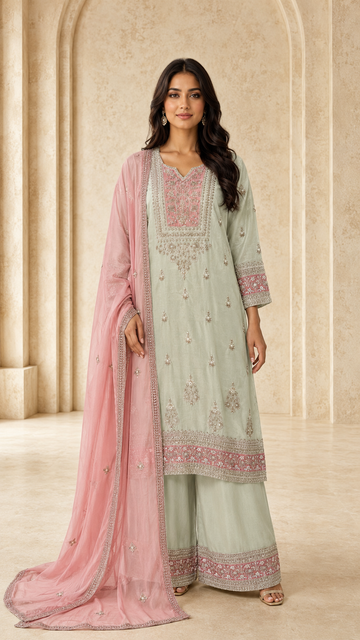 Mint Blush Plazzo