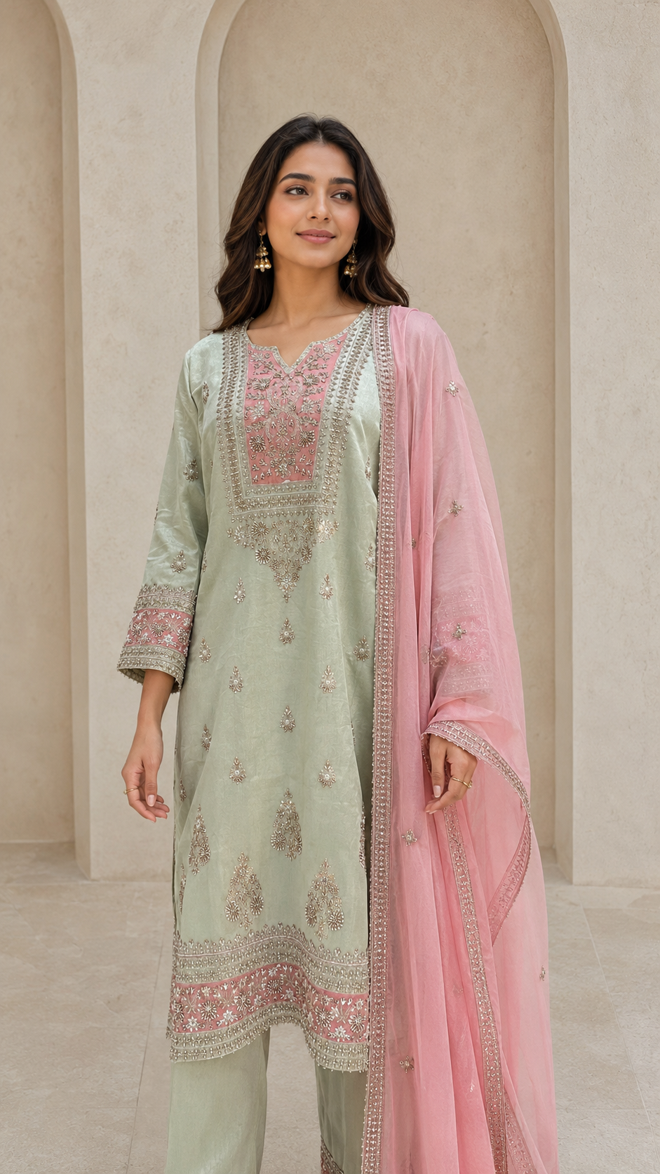 Mint Blush Plazzo