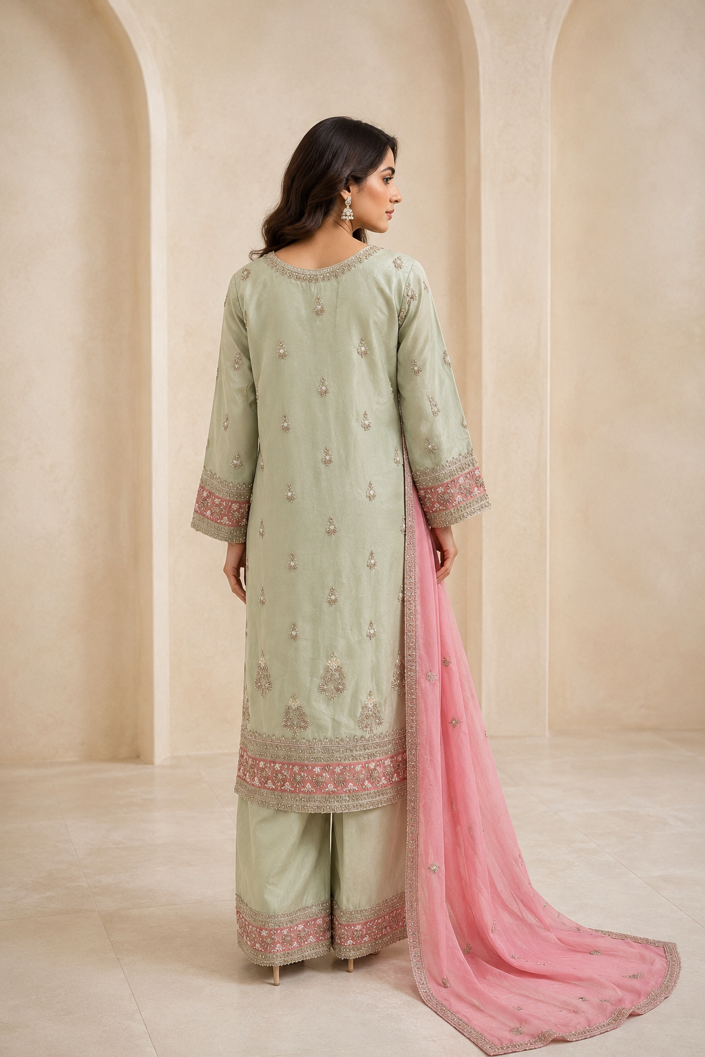 Mint Blush Plazzo