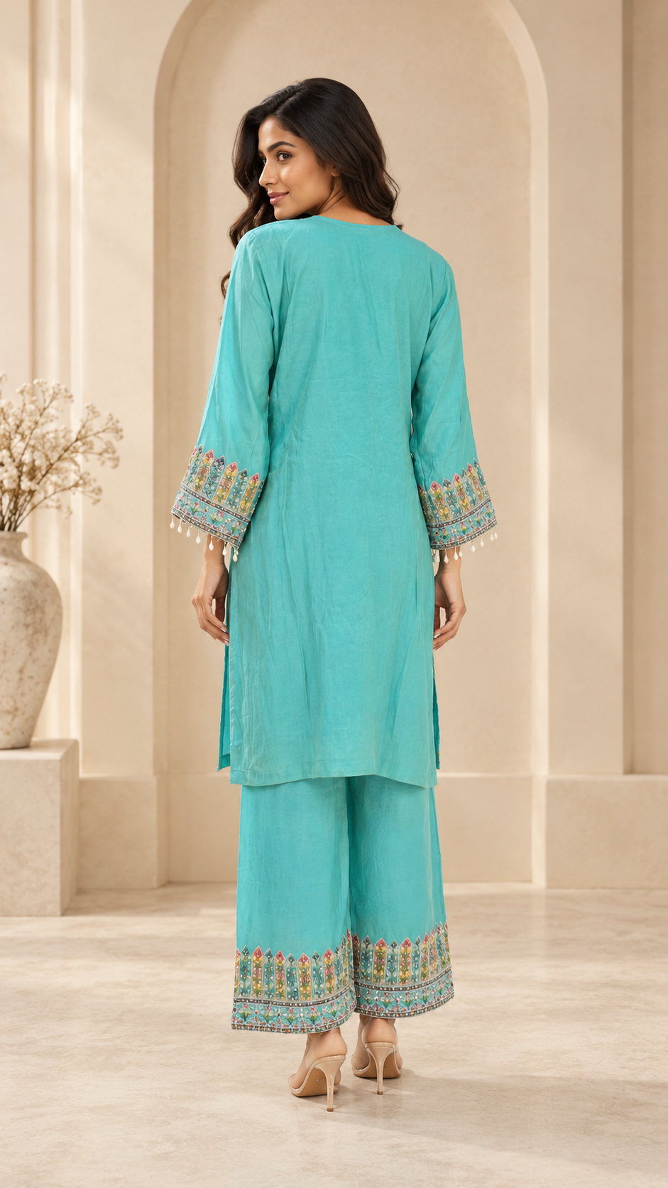 Aqua Embroidered Suit