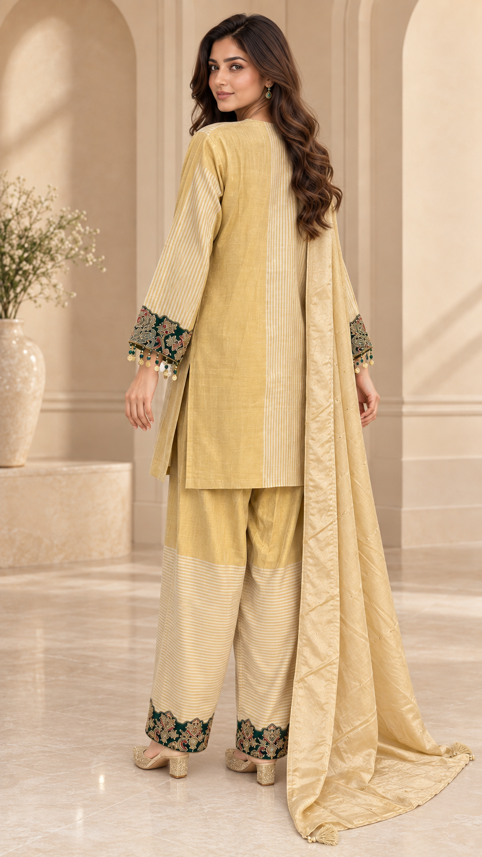 Elegant Cream-Gold Suit