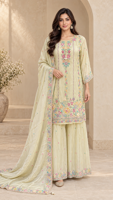 Elegant Pistachio-Ivory Plazzo