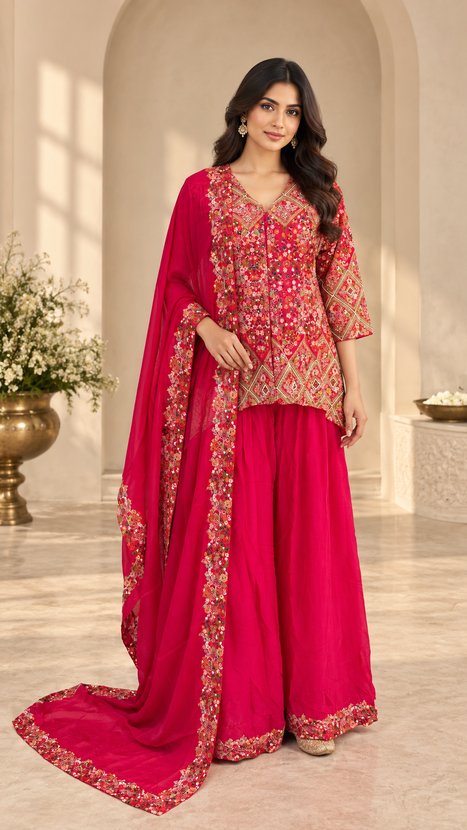 Elegant Pink  Plazzo