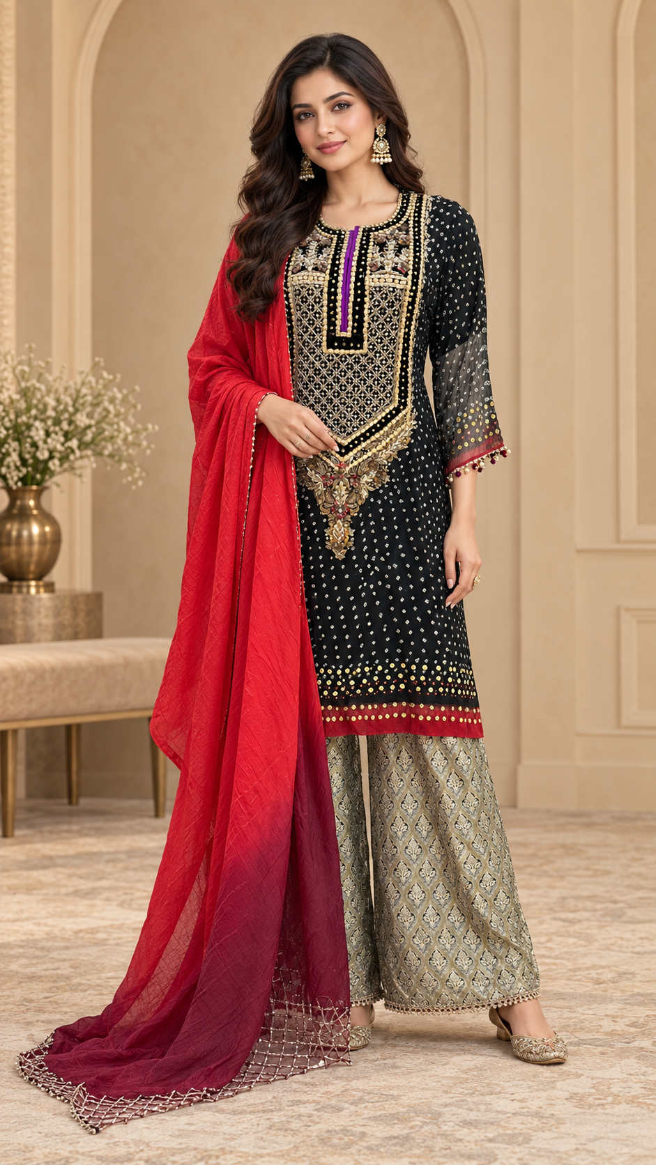 Black And Gold Pakistani Dress