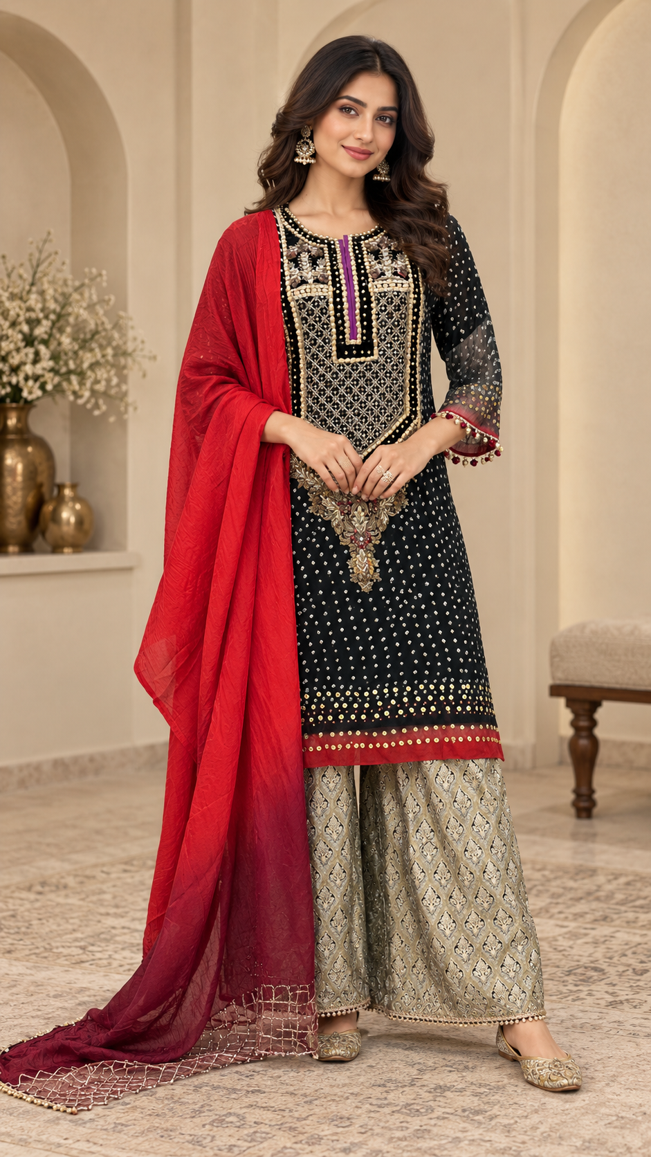Black And Gold Pakistani Dress