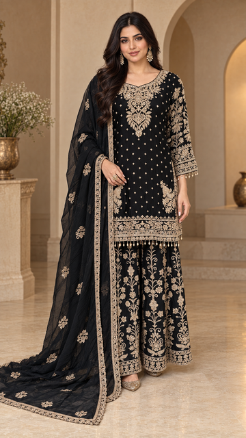 Elegant Black and Gold Plazzo