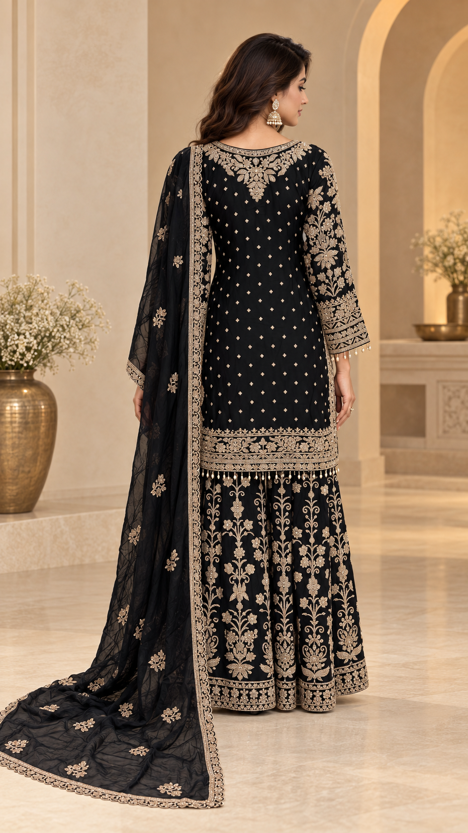Elegant Black and Gold Plazzo