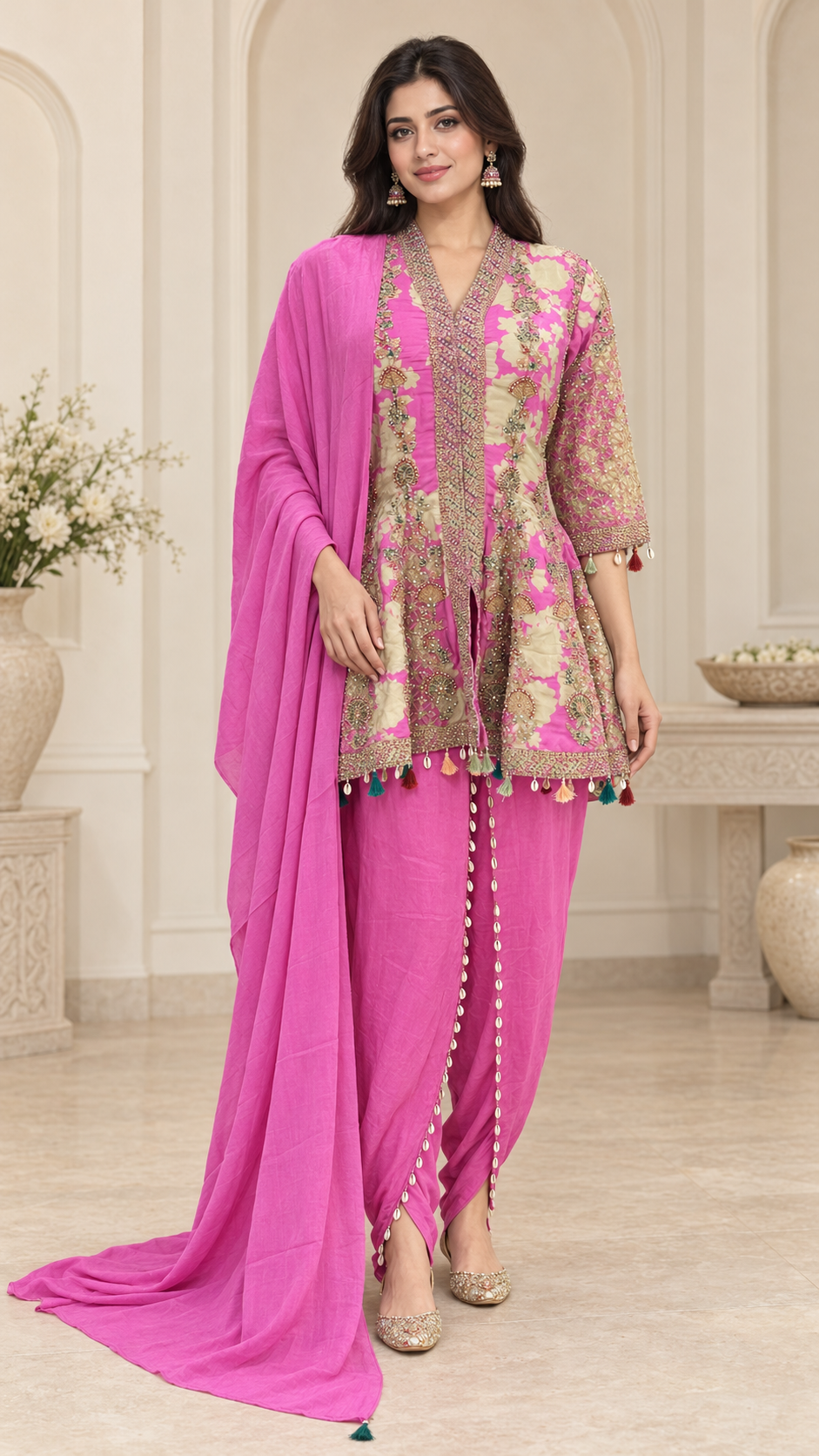 Fuchsia-Pink Pakistani-Style Patiala Suit