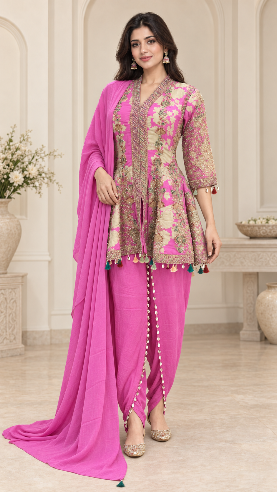 Fuchsia-Pink Pakistani-Style Patiala Suit